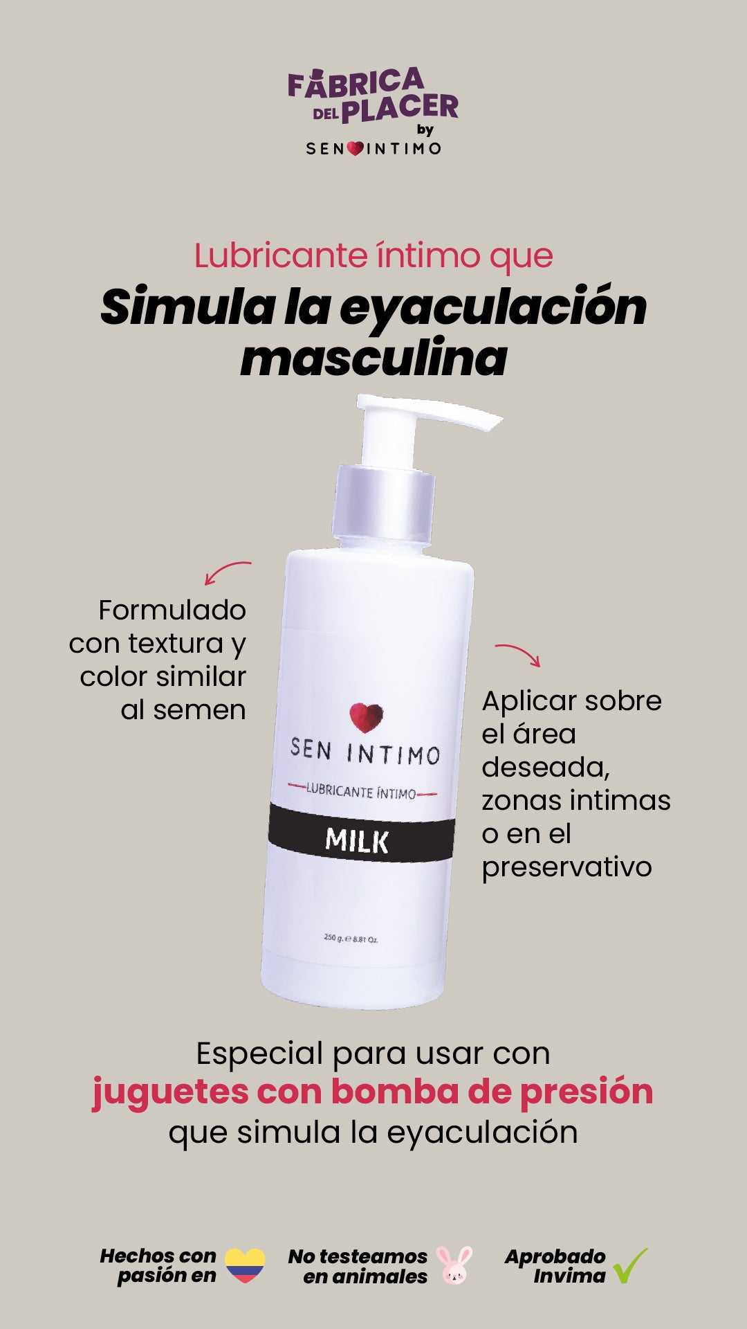 Lubricante Milk Simulante Eyaculación Masculina Sen intimo 250 ml