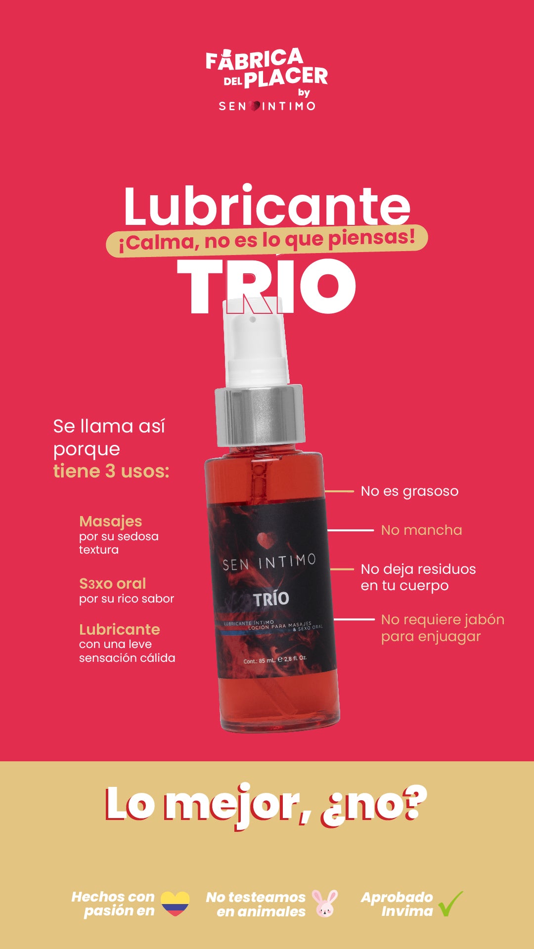 Lubricante Trio Placer 30 ml Sen Intimo